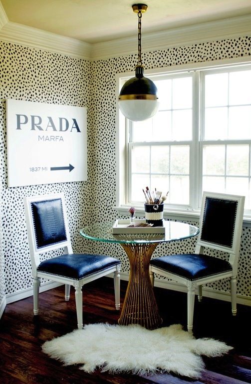 Prada and Printed Wallpaper- Bonjour Blue